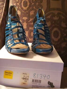 Dior Blue Patent Strappy High-Heel Sandals with dust bag